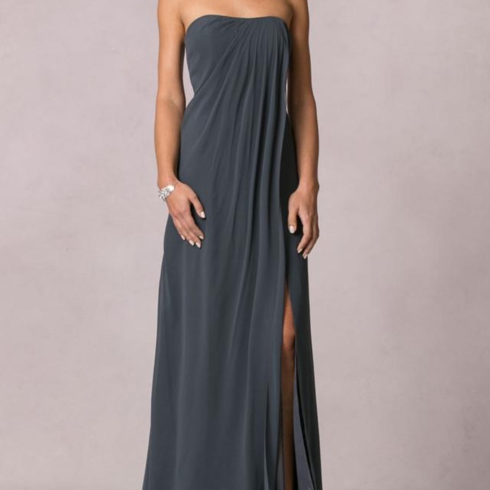 JENNY YOO COLLECTION racquel gray chiffon dress